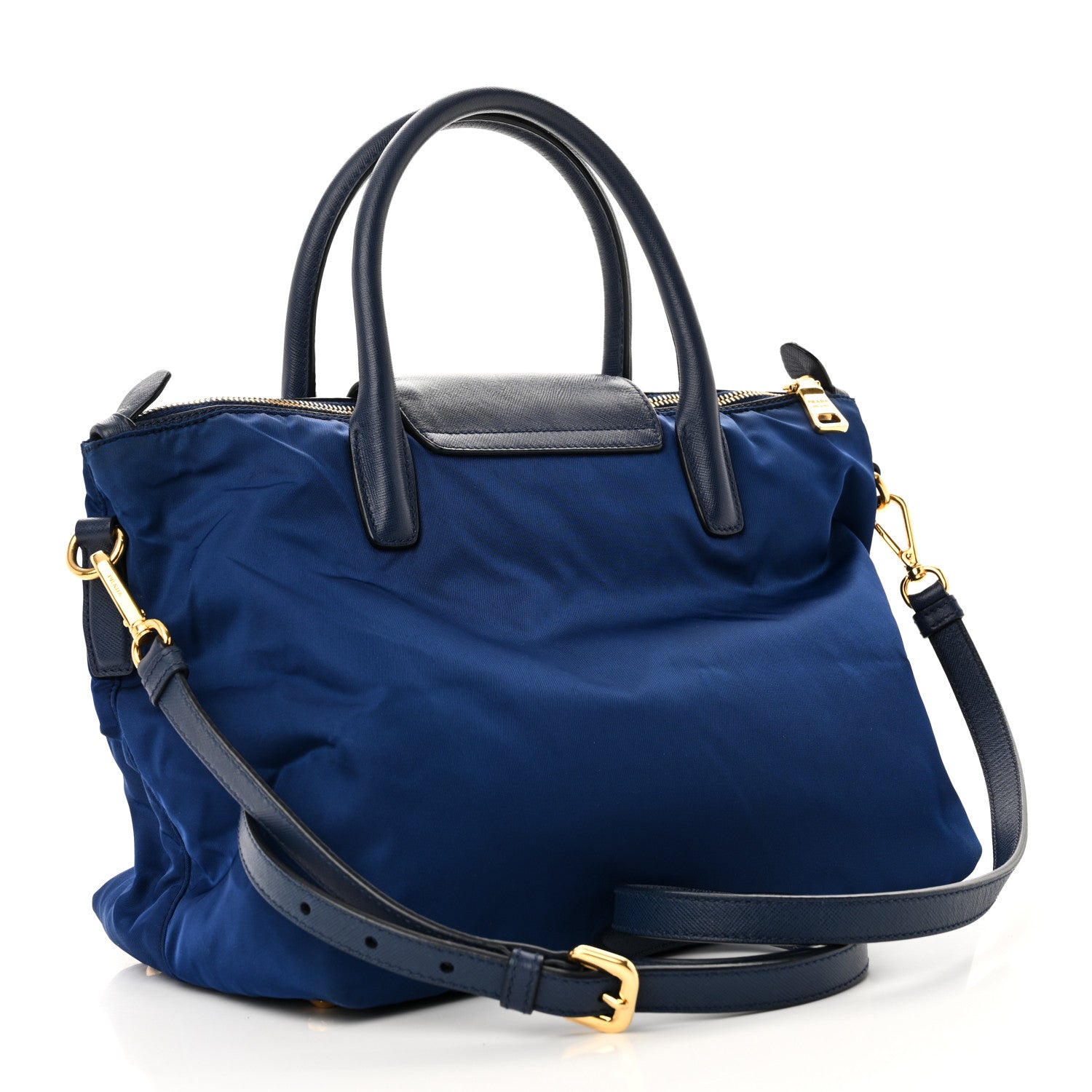 Prada Tessuto Nylon Saffiano Tote Bluette 3 of 9