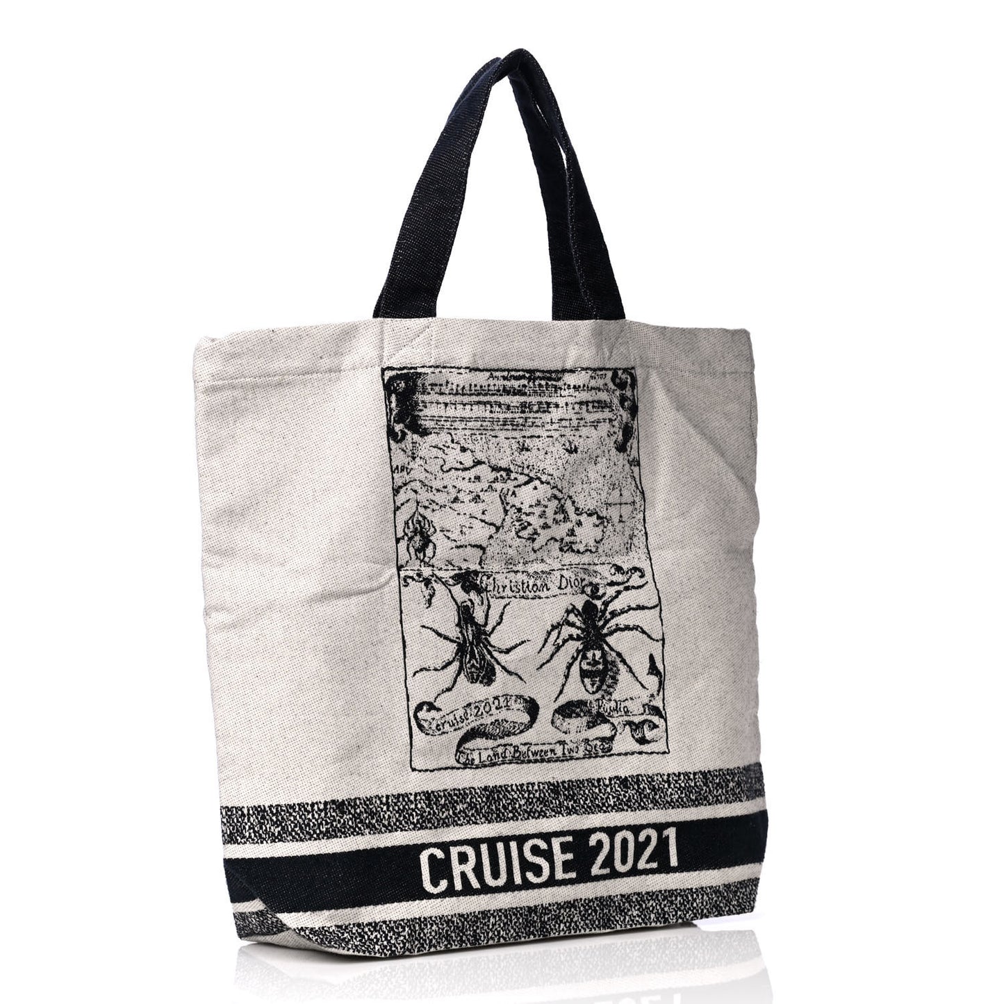 Canvas Print Cruise Tote Ivory Black