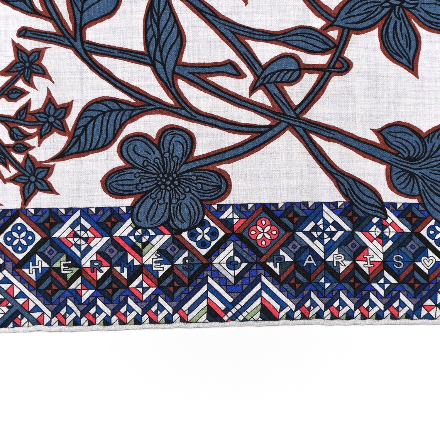 Hermes Cashmere Silk Le Jaguar Et Le Colibri Shawl 140 Gris Chine Bleu Acajou 2 of 12