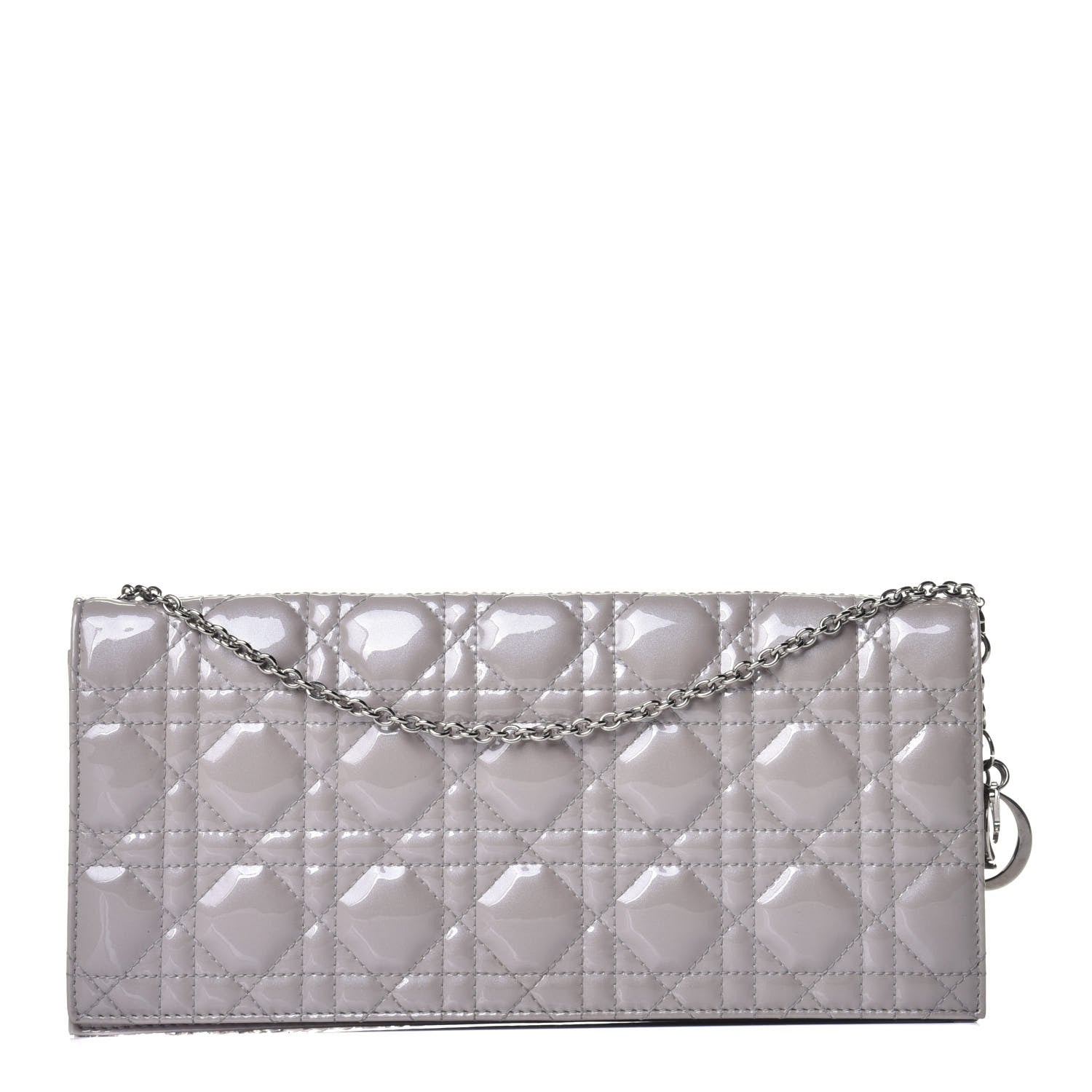 Christian Dior Patent Cannage Rendezvous Chain Wallet Grey 1 of 9