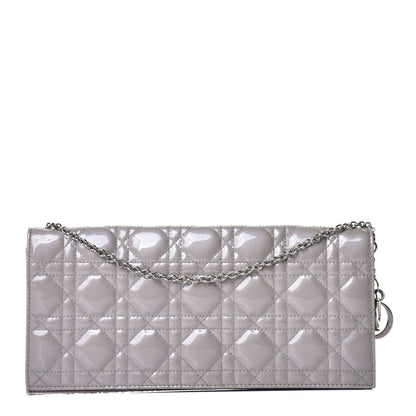 Christian Dior Patent Cannage Rendezvous Chain Wallet Grey 1 of 9