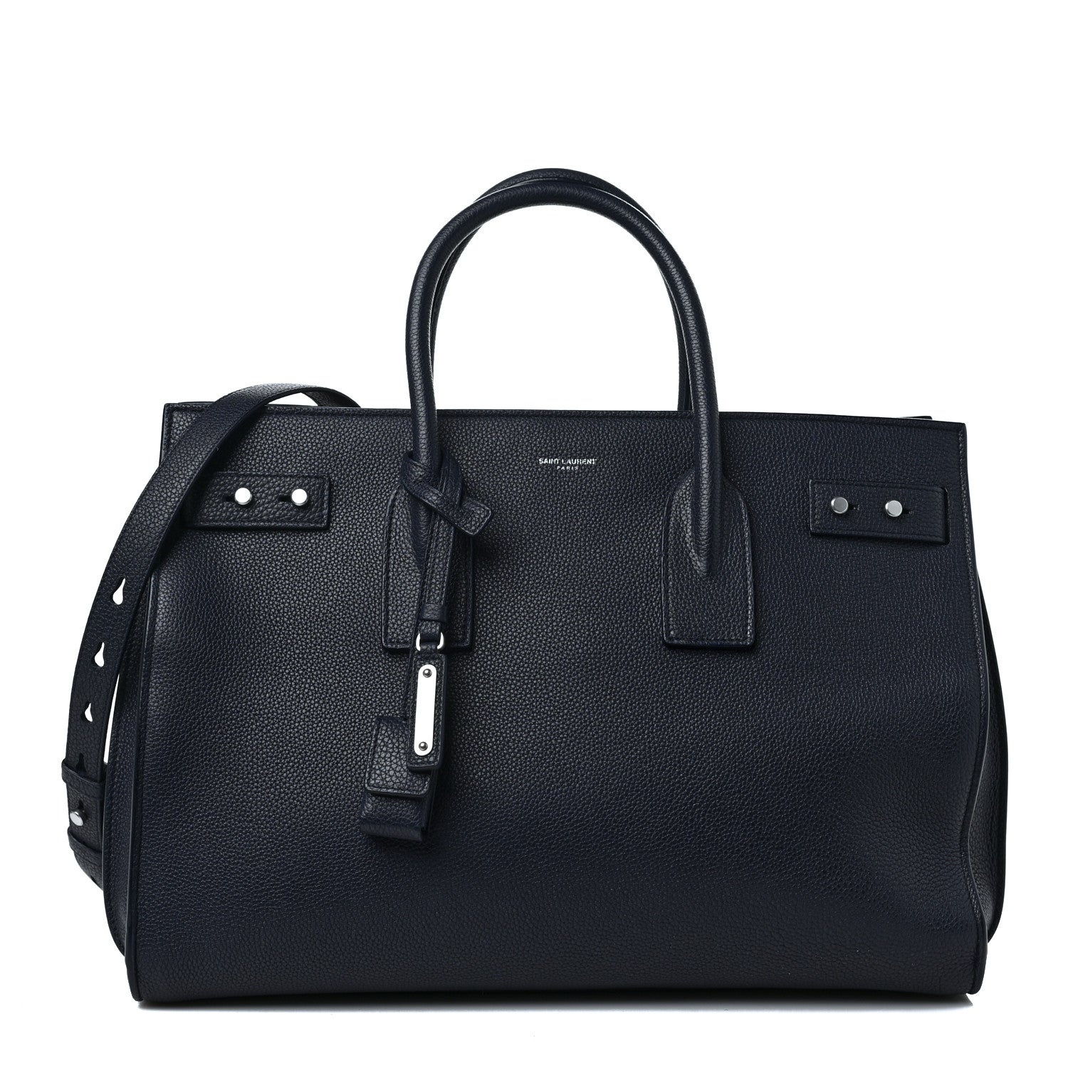 Saint Laurent Grained Calfskin Medium Souple Sac De Jour Navy 1 of 10