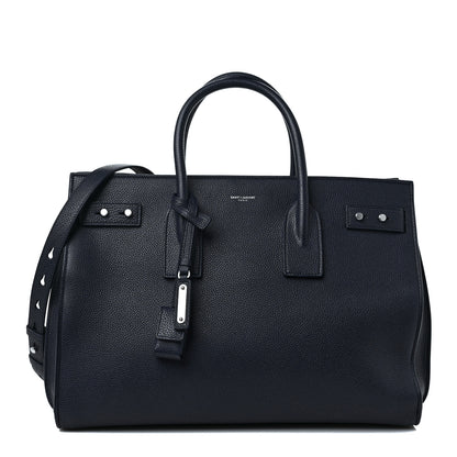 Saint Laurent Grained Calfskin Medium Souple Sac De Jour Navy 1 of 10