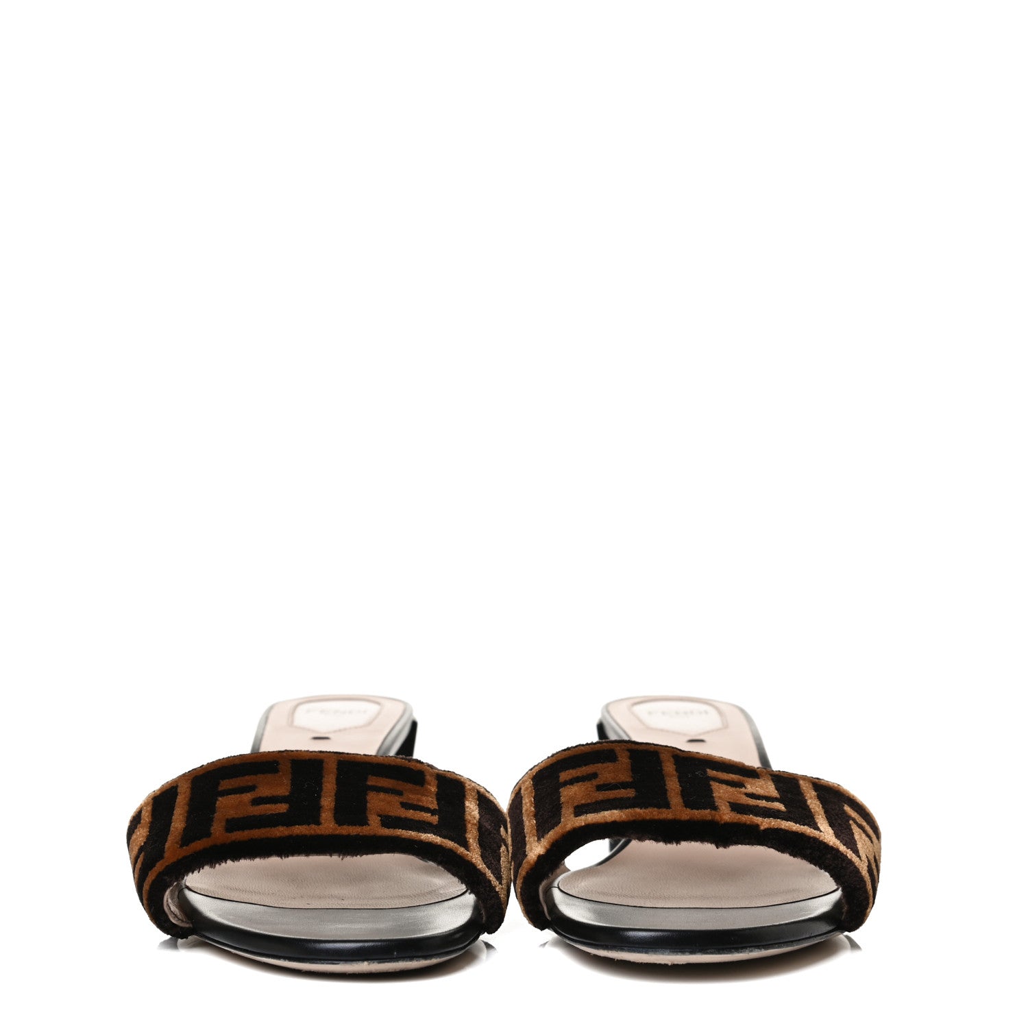 Fendi Velvet FF Slide Sandals 39 Tobacco 2 of 12