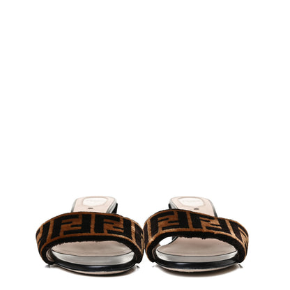 Fendi Velvet FF Slide Sandals 39 Tobacco 2 of 12