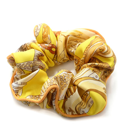 Hermes Silk Patchwork Claudia Scrunchie Multicolore Jaune 2 of 3
