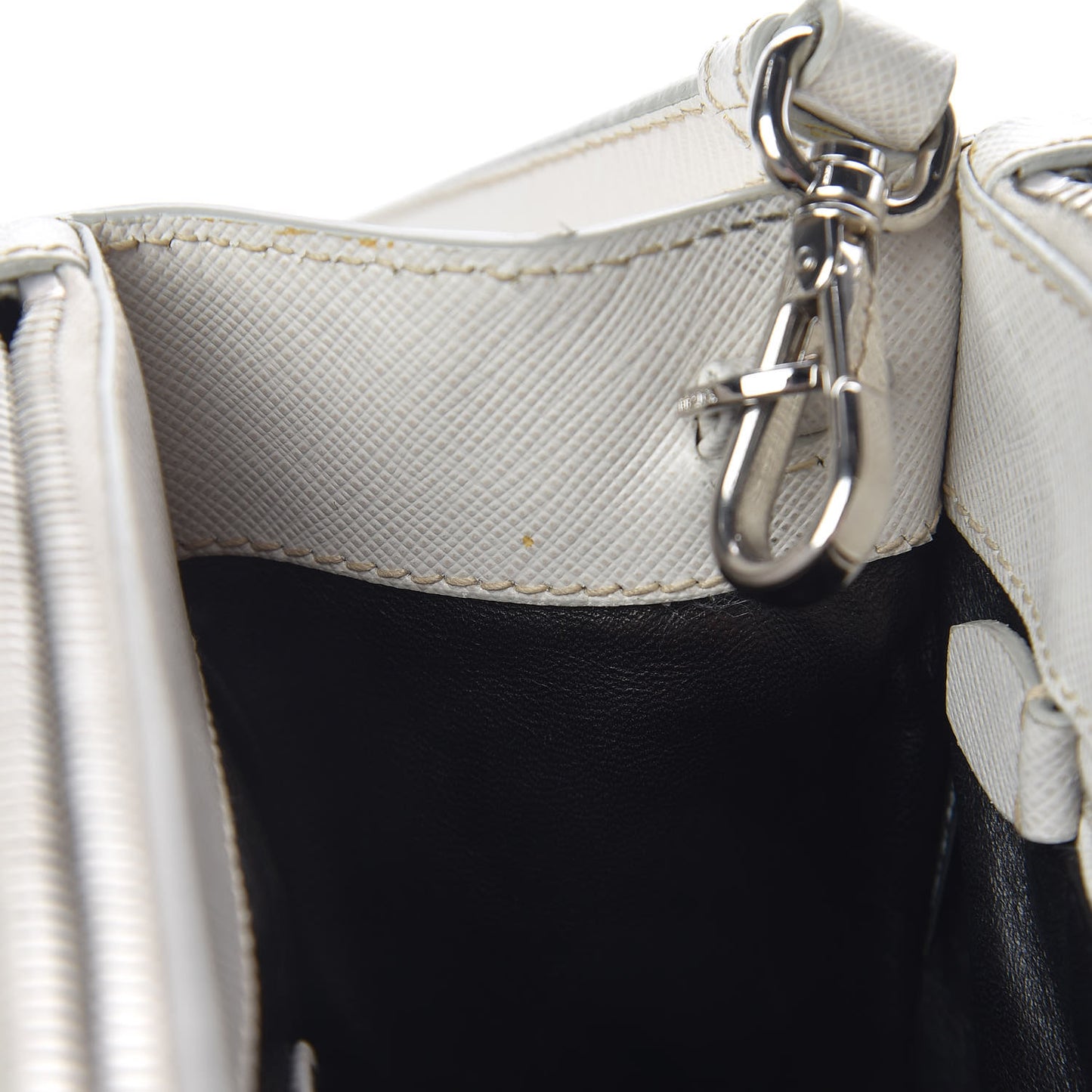 Saffiano Small Galleria Double Zip Tote Talco Black