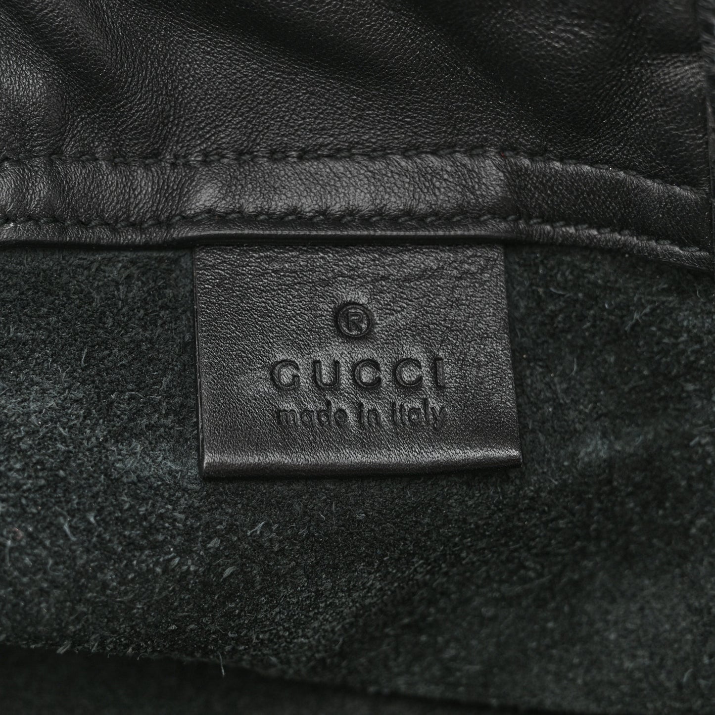 Calfskin Logo Drawstring Backpack Black