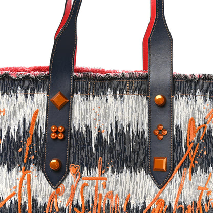 Christian Louboutin Denim Frangibus Printed Tote Dark Blue Multicolor 8 of 10