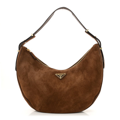 Prada Scamosciato Large Arque Shoulder Bag Cacao 1 of 10