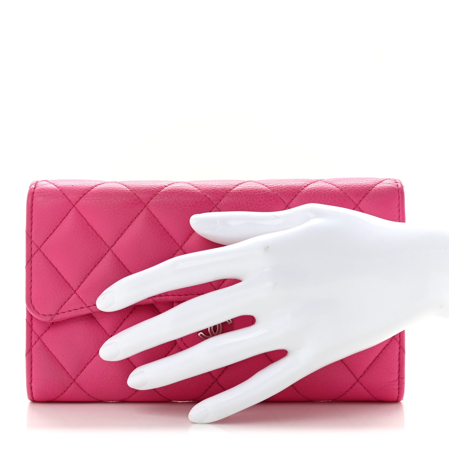 Caviar Quilted Large Flap Wallet Pink