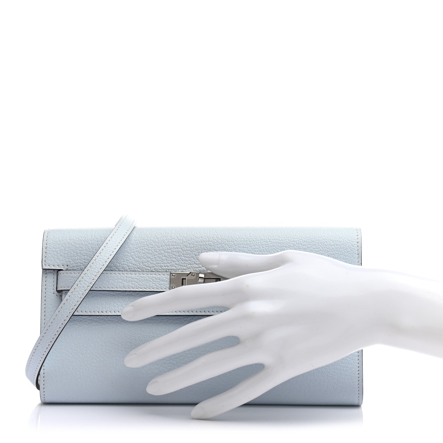 Hermes Chevre Mysore Kelly Wallet To Go Bleu Brume 2 of 7