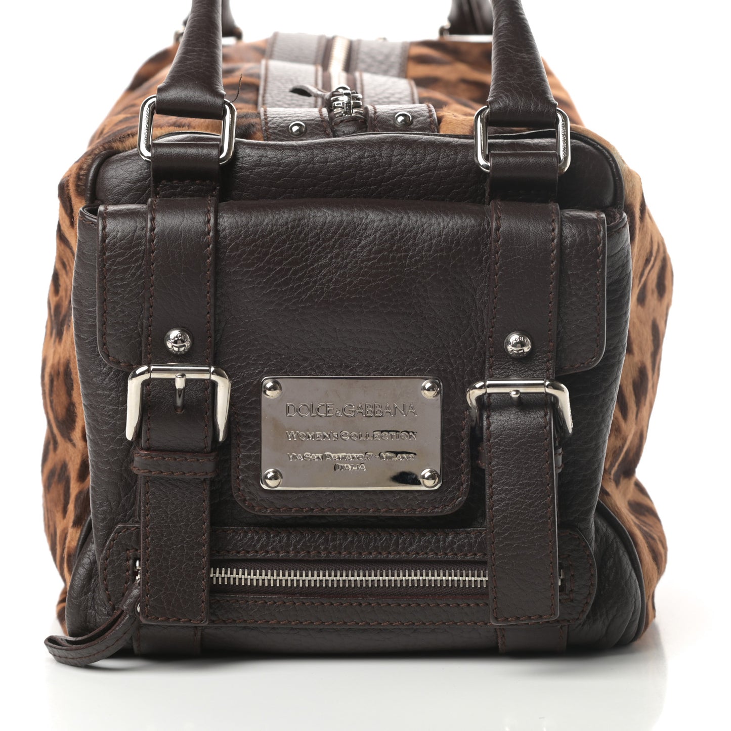 Calf Hair Leopard Print Miss Easy Way Satchel Naturale