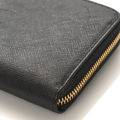 Prada Saffiano Metal Zip Around Wallet Black 8 of 8