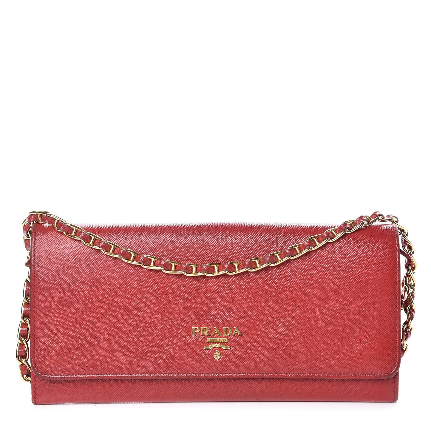 Saffiano Metal Oro Chain Wallet Fuoco