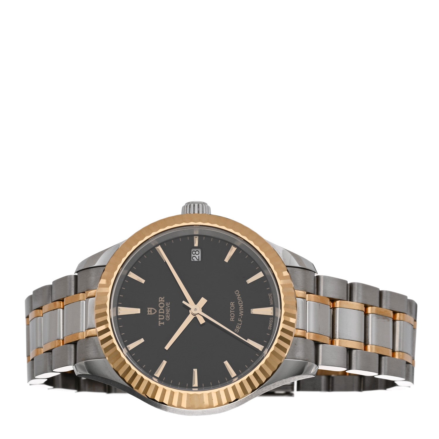 TUDOR Stainless Steel 18K Yellow Gold 34mm Style Automatic Watch Black M12313 2 of 5
