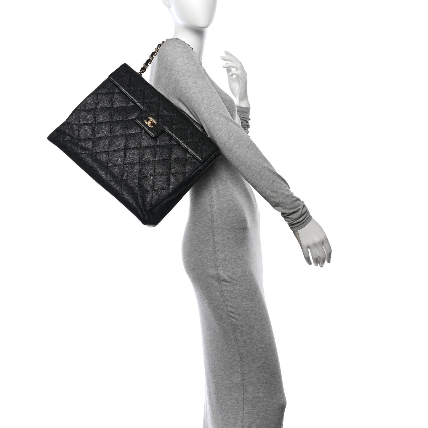Caviar Quilted Single Flap Black