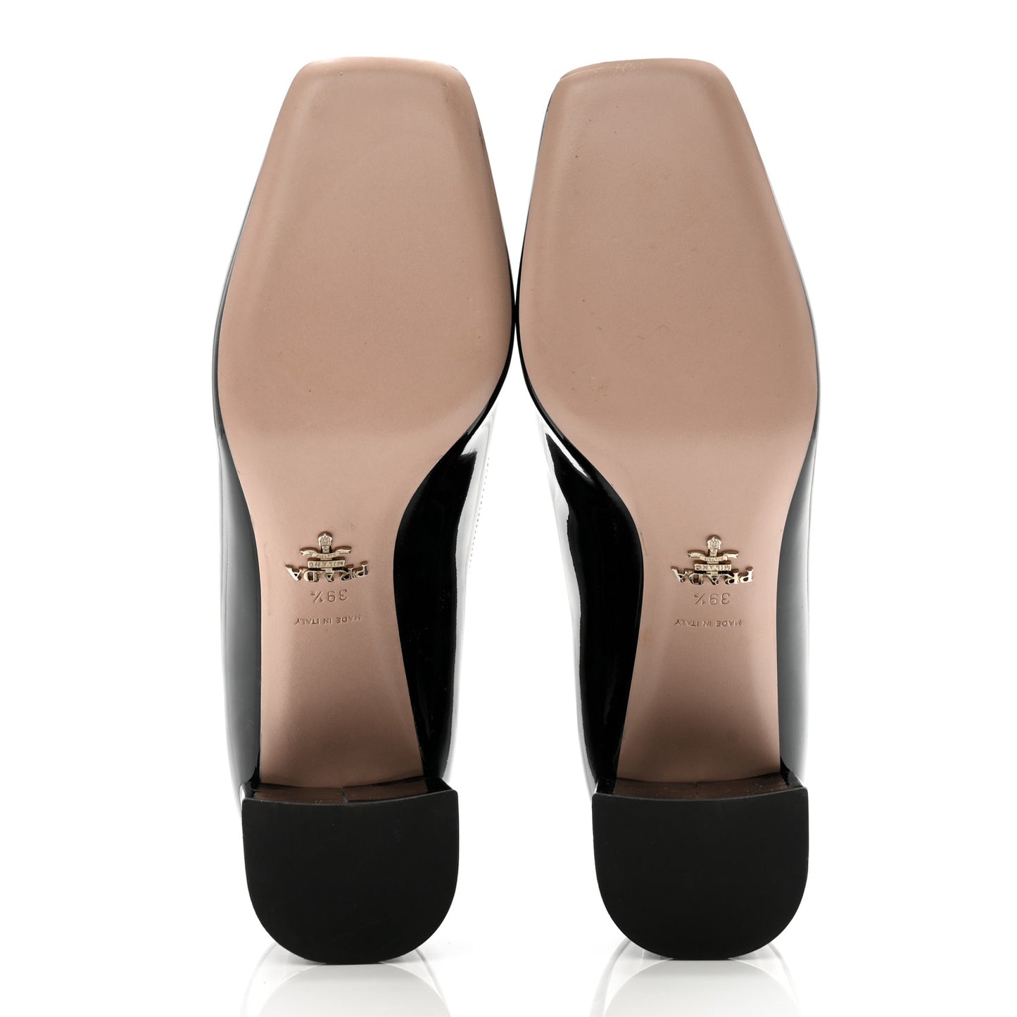 Vernice Metal Triangle Logo 70mm Loafer Pumps 39.5 Black