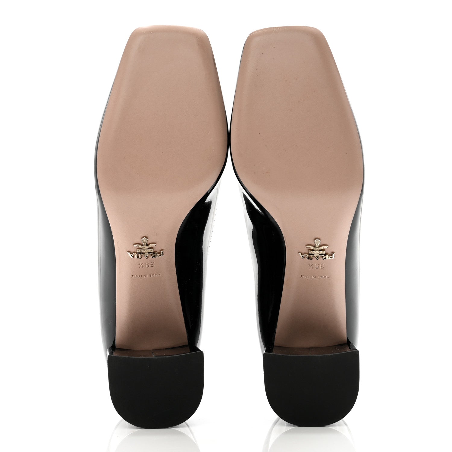 Prada Vernice Metal Triangle Logo 70mm Loafer Pumps 39.5 Black 5 of 10