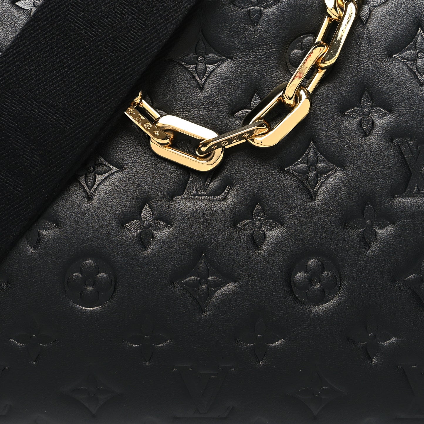 Lambskin Embossed Monogram Coussin PM Black