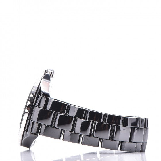 Chanel Stainless Steel Ceramic Diamond 38mm J12 Automatic Watch Black 3 of 7