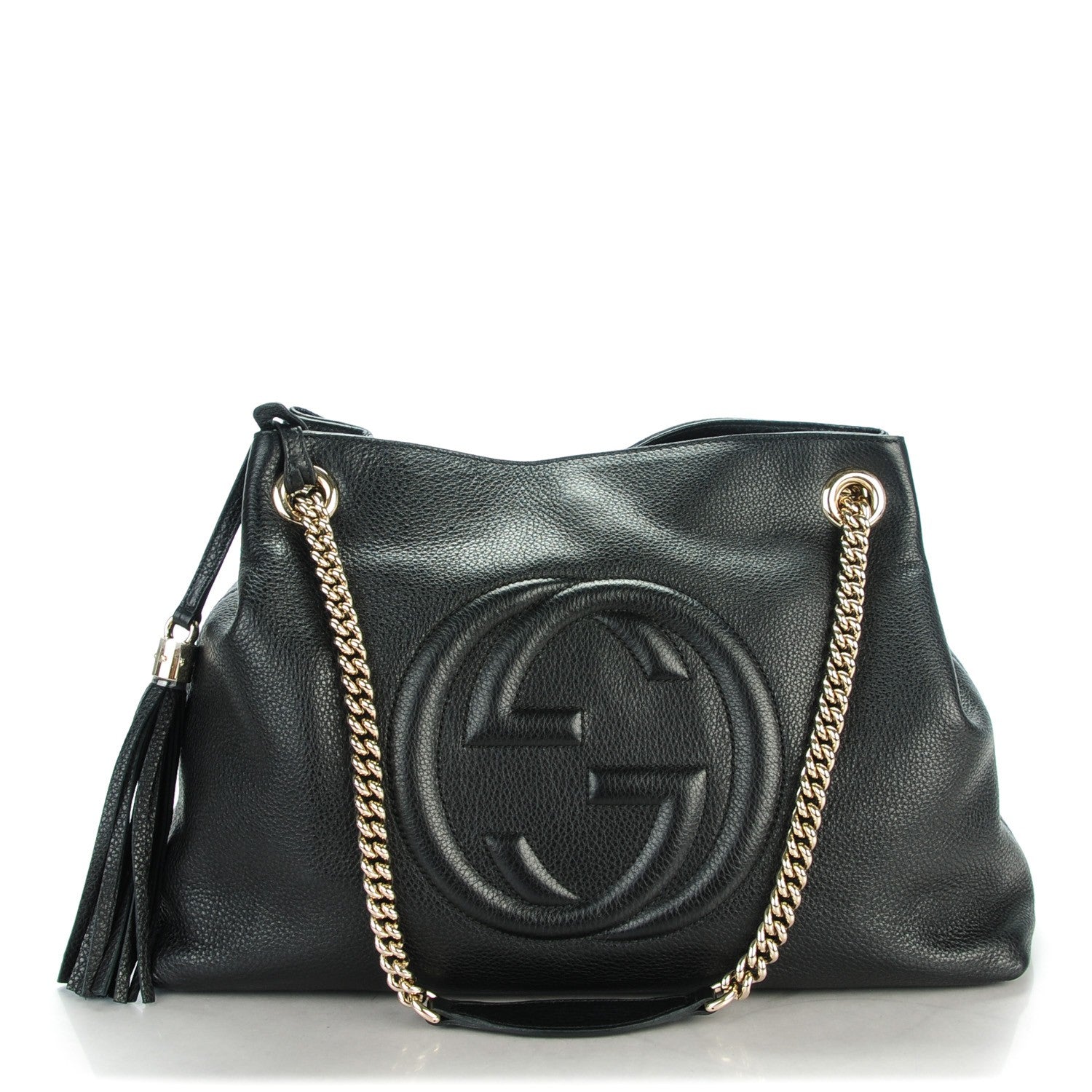 Gucci Pebbled Calfskin Medium Soho Chain Shoulder Bag Black 1 of 7