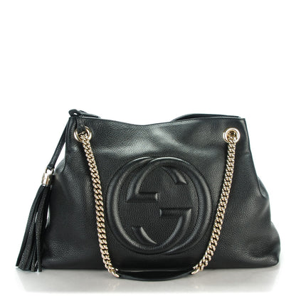 Gucci Pebbled Calfskin Medium Soho Chain Shoulder Bag Black 1 of 7