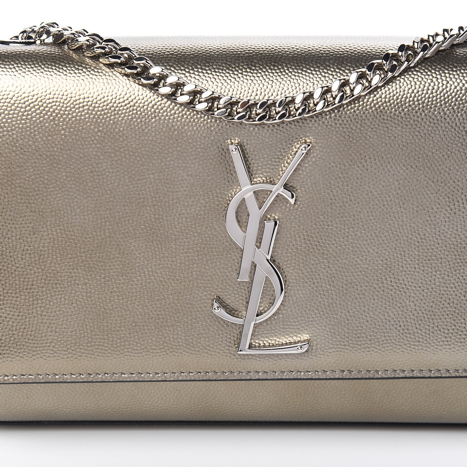 Saint Laurent Grain De Poudre Small Monogram Kate Satchel Gold 8 of 8