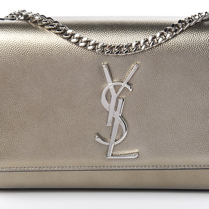 Saint Laurent Grain De Poudre Small Monogram Kate Satchel Gold 8 of 8