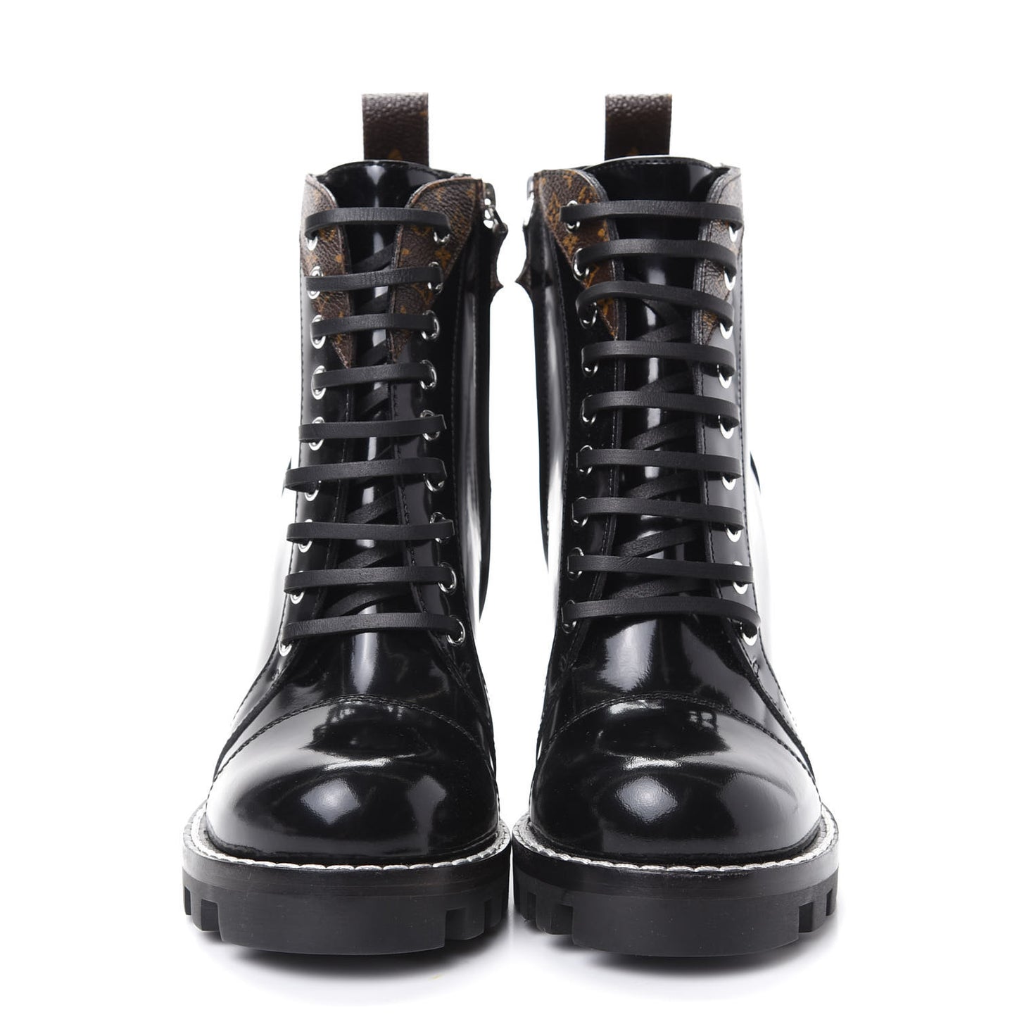 Patent Calfskin Monogram Star Trail Ankle Boots 36 Black