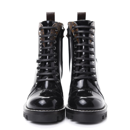 Louis Vuitton Patent Calfskin Monogram Star Trail Ankle Boots 36 Black 2 of 9