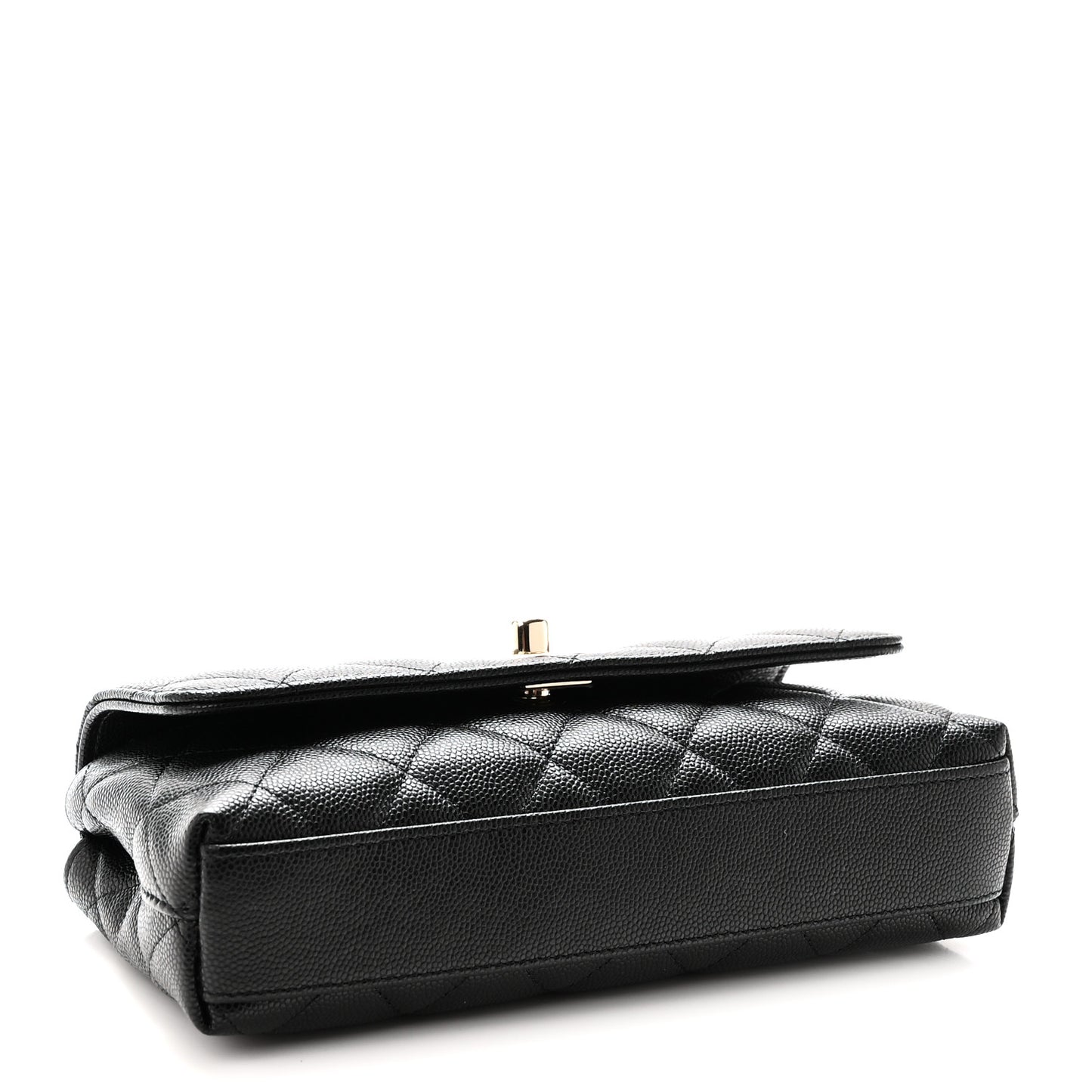 Caviar Quilted Coco Handle East West Clutch With Chain Black