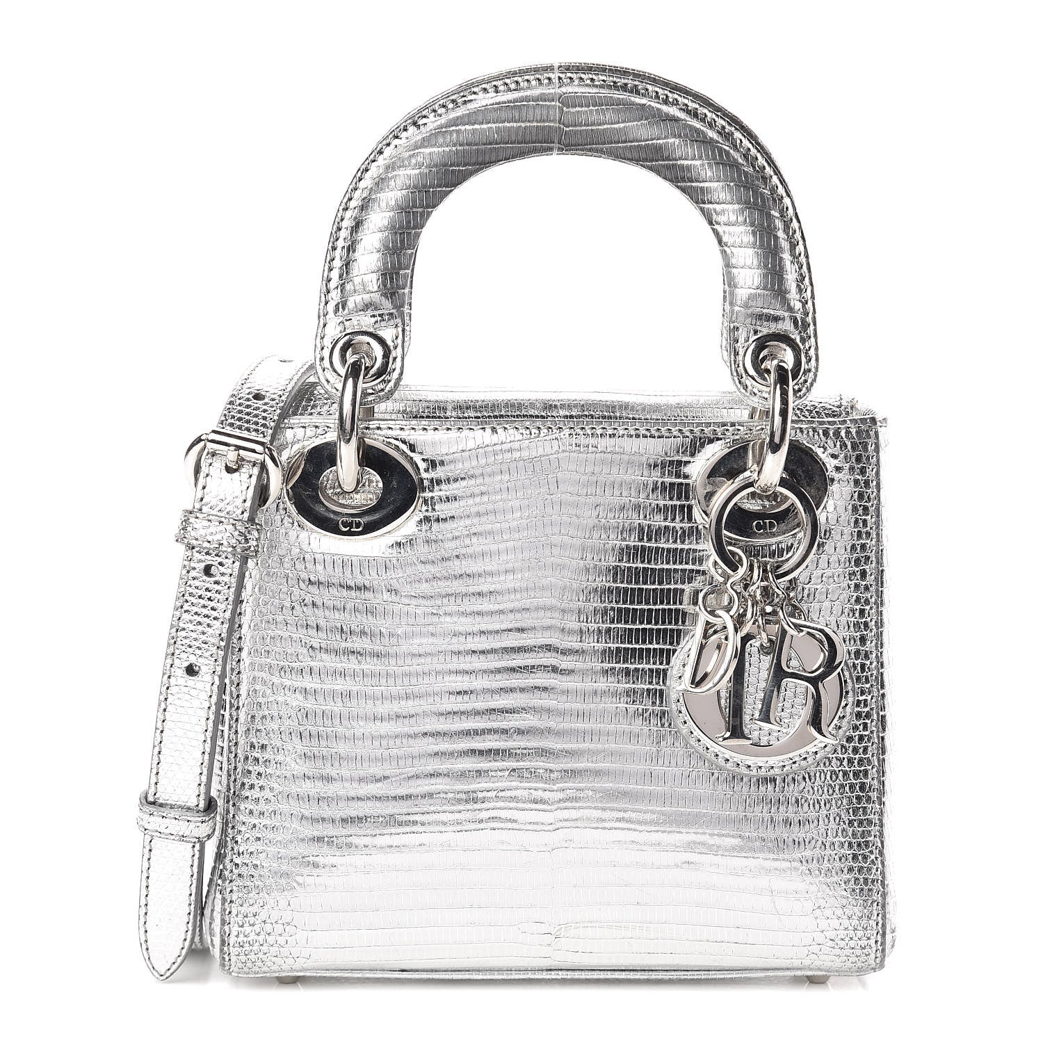 Christian Dior Metallic Lizard Mini Lady Dior Silver 1 of 17