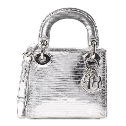 Christian Dior Metallic Lizard Mini Lady Dior Silver 1 of 17