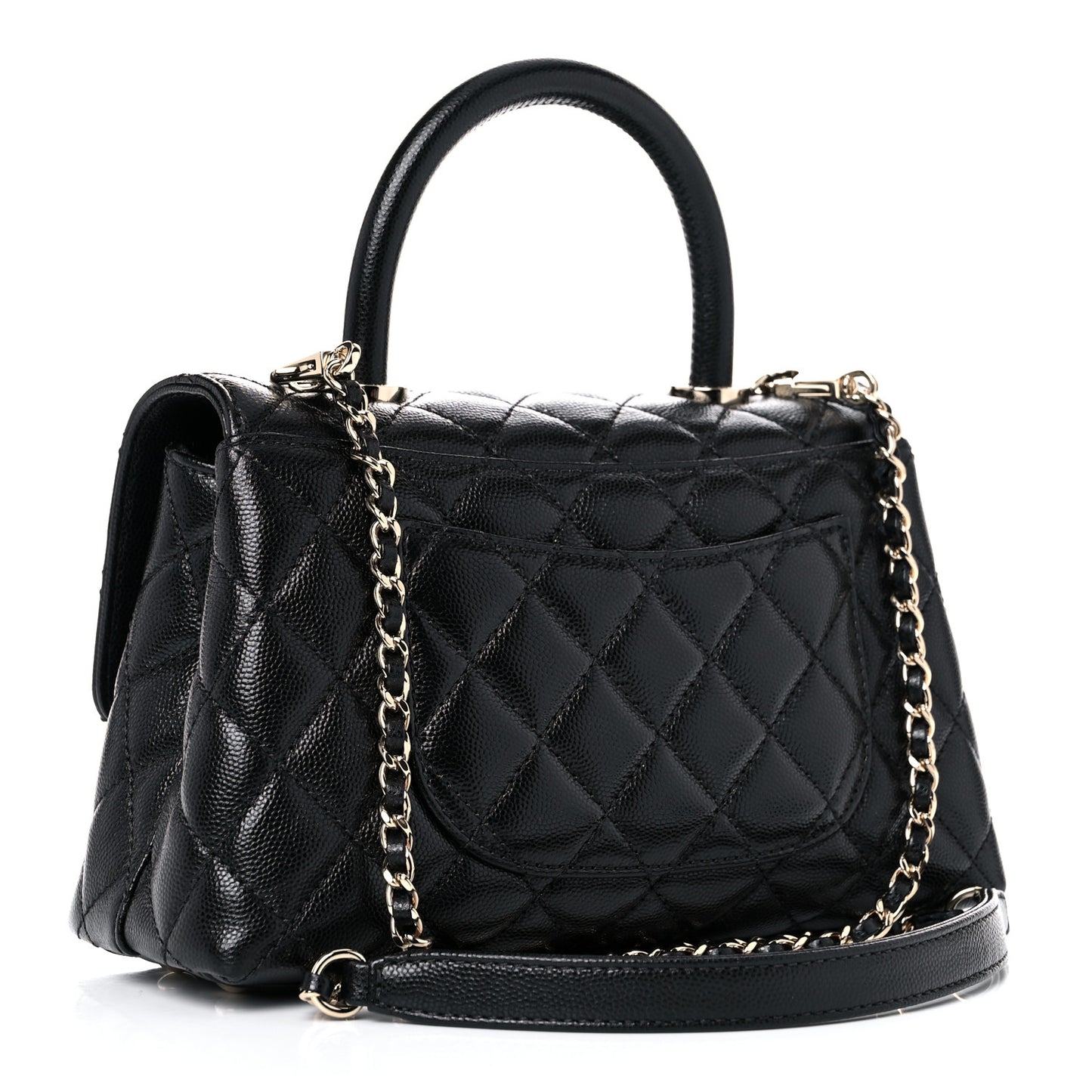 Caviar Quilted Mini Coco Handle Flap Black