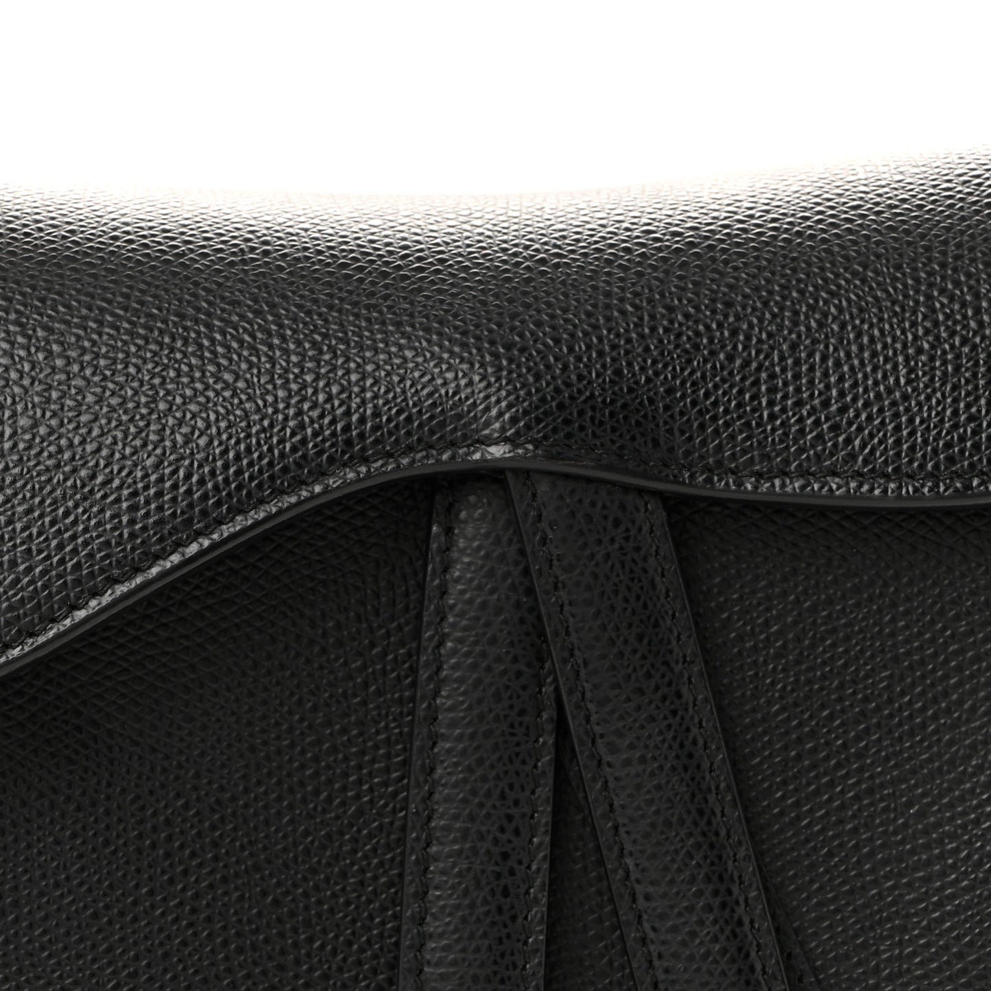 Grained Calfskin Mini Saddle Bag Black