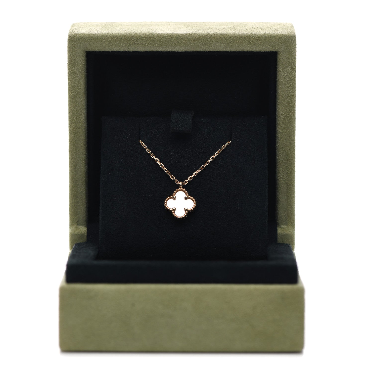 Van Cleef & Arpels 18K Yellow Gold Mother of Pearl Sweet Alhambra Pendant Necklace 5 of 5