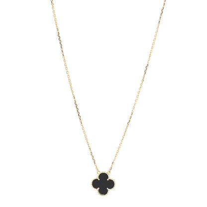 Van Cleef & Arpels 18K Yellow Gold Black Onyx Vintage Alhambra Pendant Necklace 1 of 6