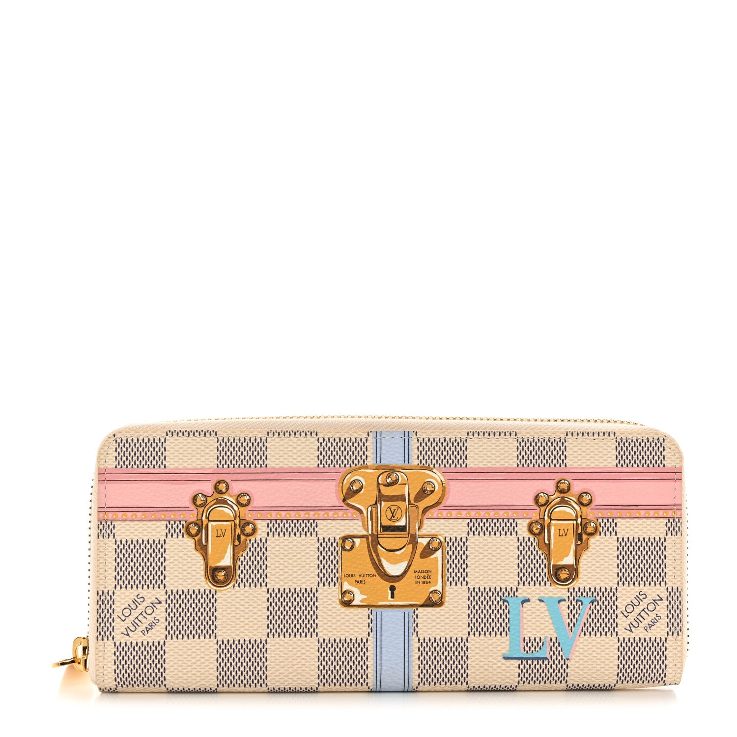 Louis Vuitton Damier Azur Summer Trunks Clemence Wallet 1 of 8