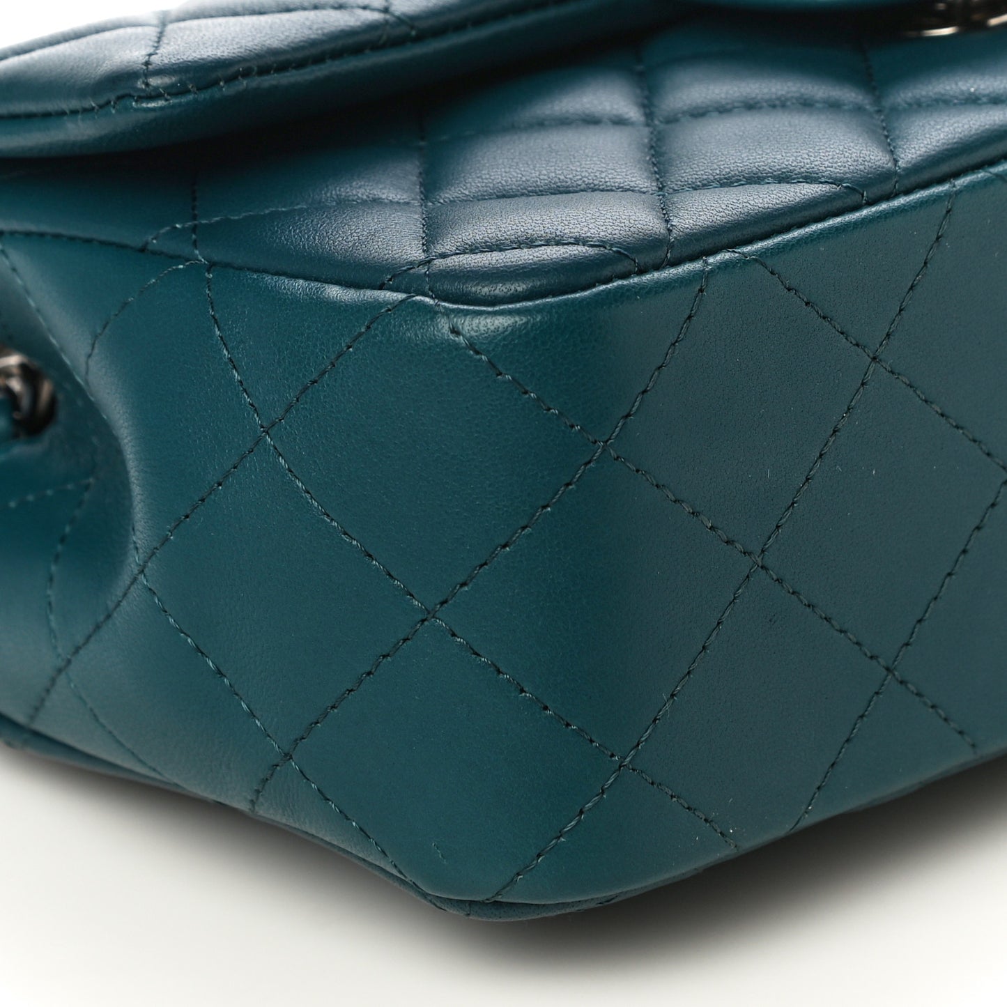 Lambskin Quilted Mini Rectangular Flap Dark Blue