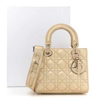 Christian Dior Iridescent Metallic Lambskin Cannage Small My ABCDior Lady Dior Platinum 12 of 12