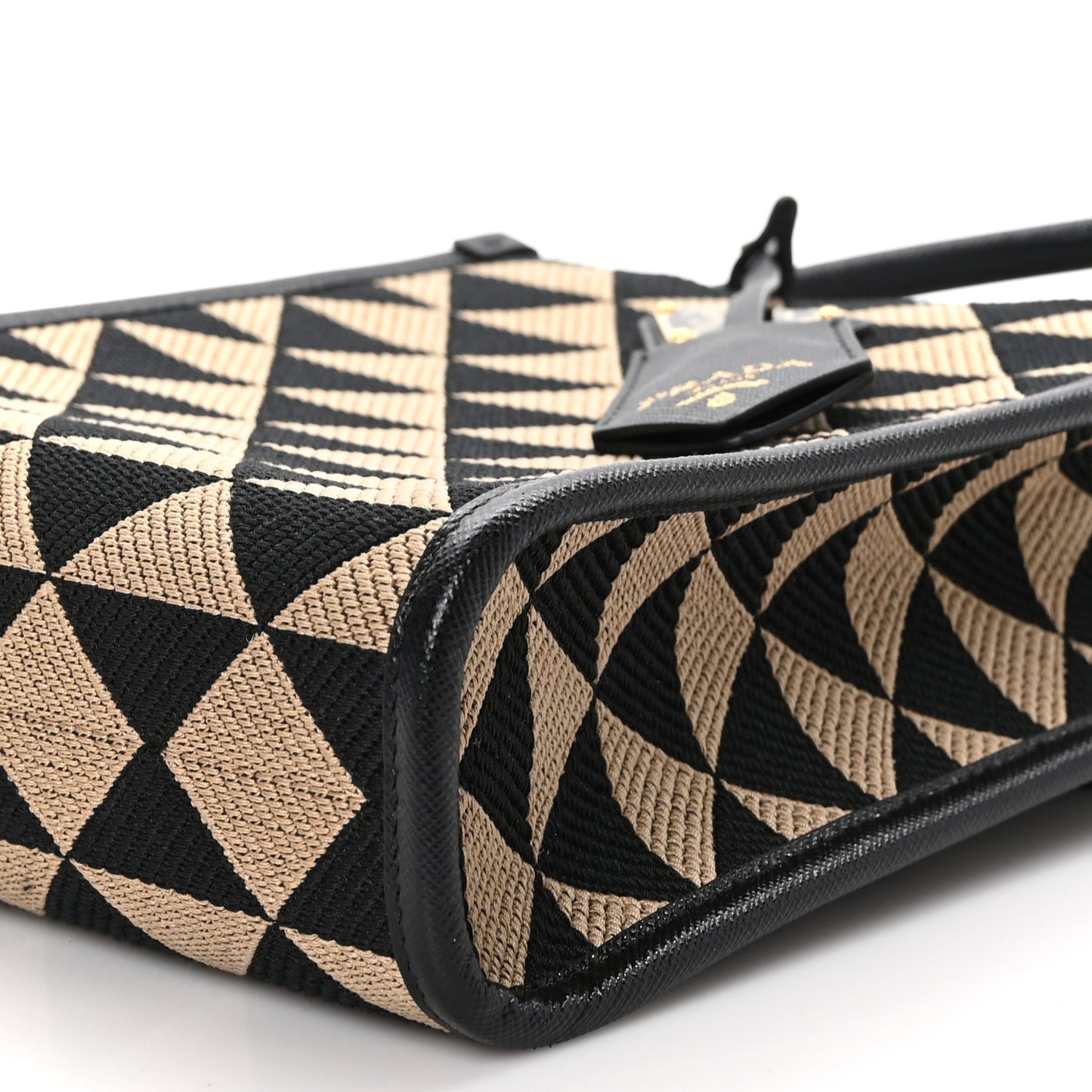 Jacquard Saffiano Triangolo Symbole Embroidered Micro Tote Black Corda