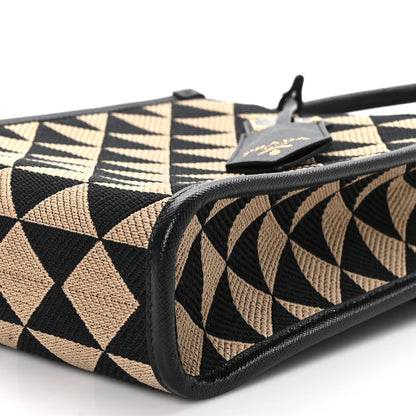 Prada Jacquard Saffiano Triangolo Symbole Embroidered Micro Tote Black Corda 8 of 9
