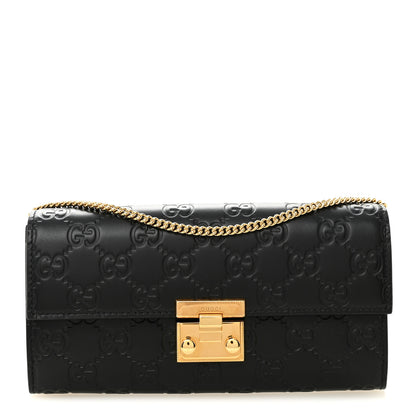 Gucci Guccissima Padlock Continental Chain Wallet Black 1 of 10