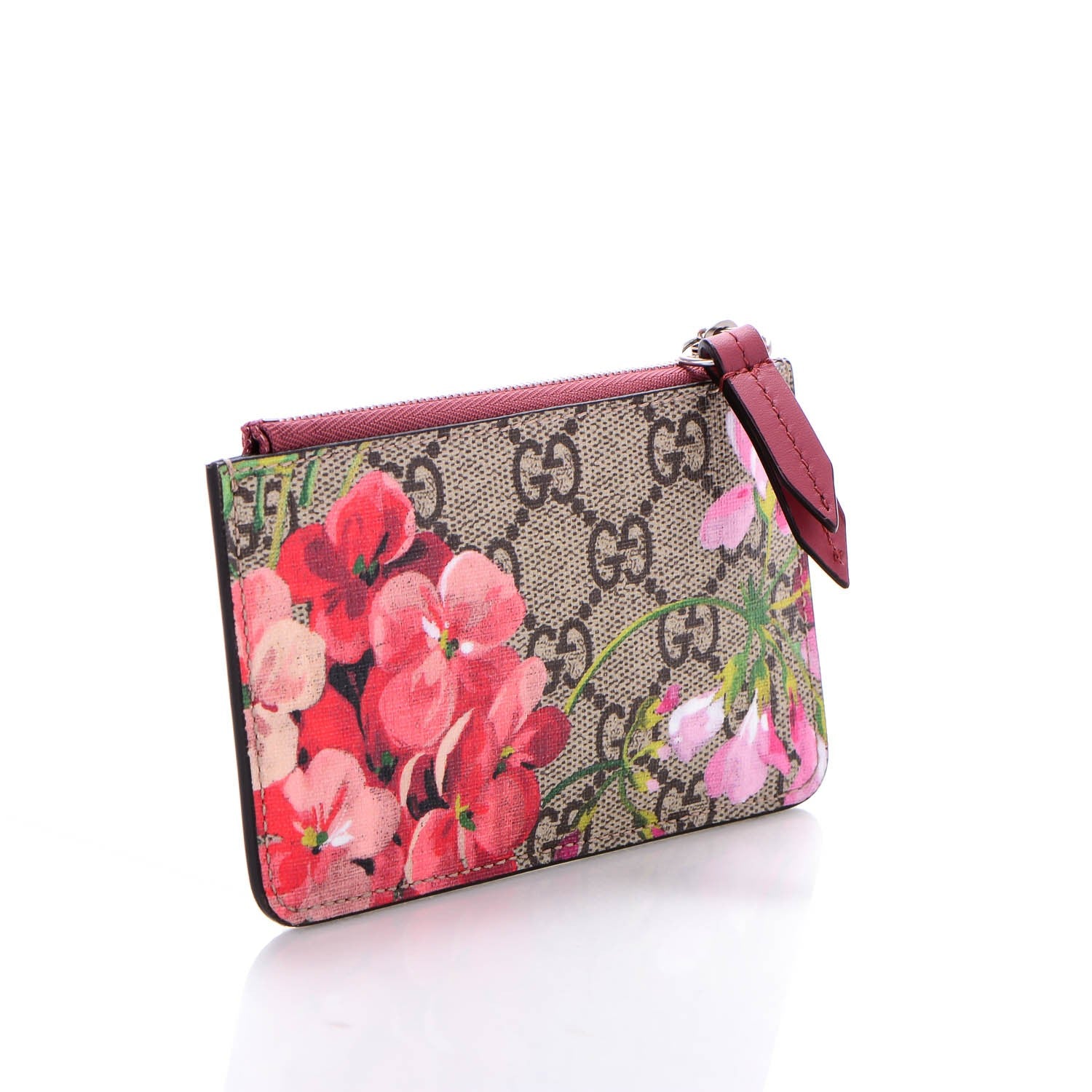 Gucci GG Supreme Monogram Blooms Key Ring Coin Case Beige Multicolor Dry Rose 3 of 6