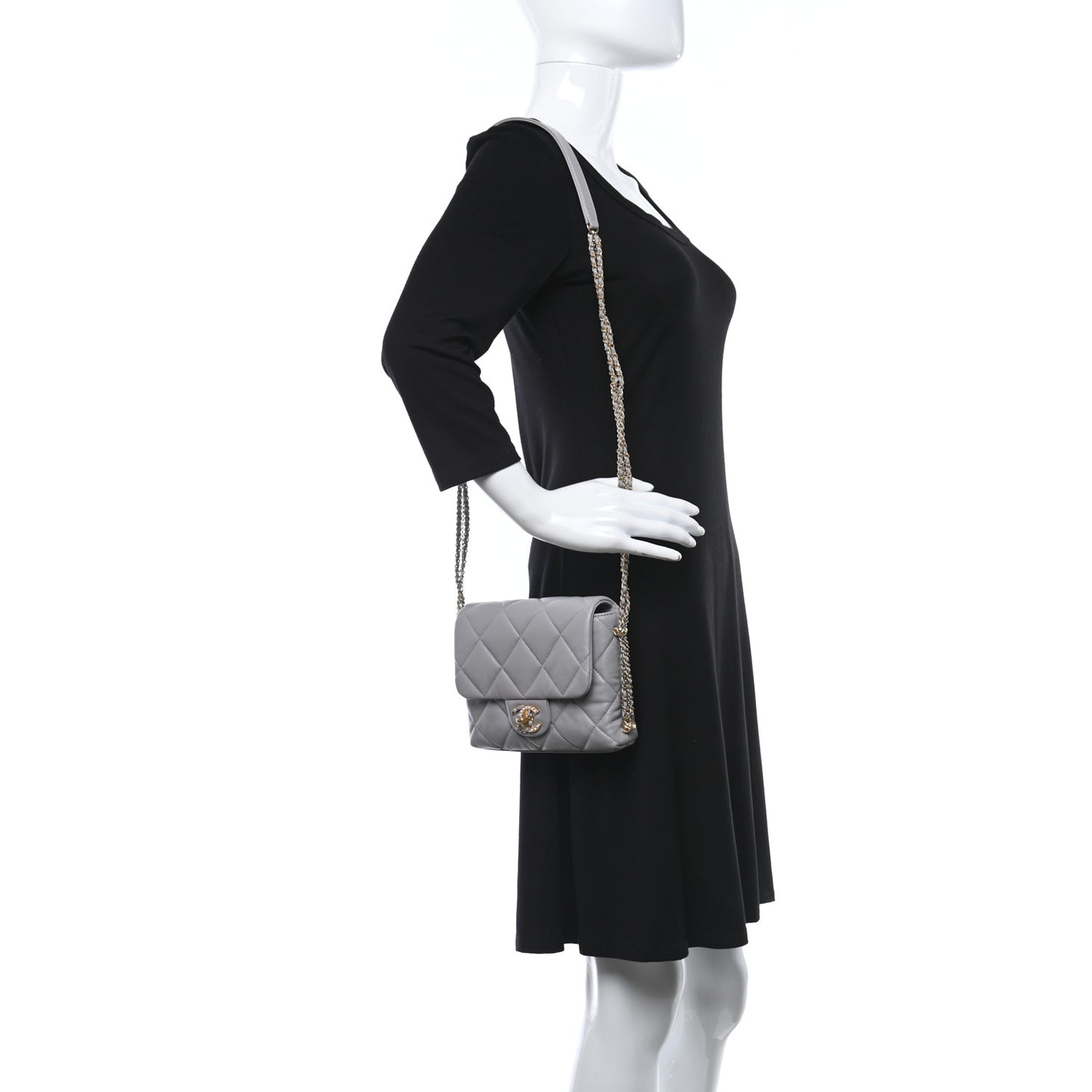 Lambskin Quilted Crush On Chains Flap Bag Grey
