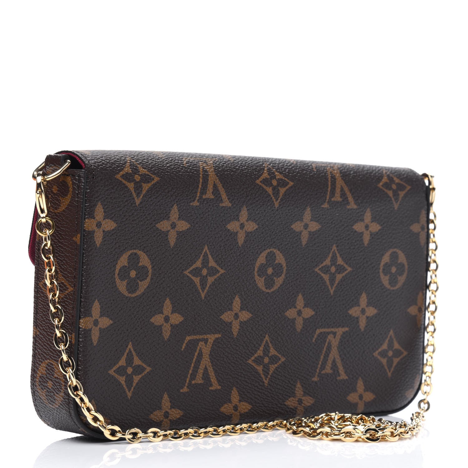 Louis Vuitton Monogram Pochette Felicie Chain Wallet Fuchsia 3 of 11