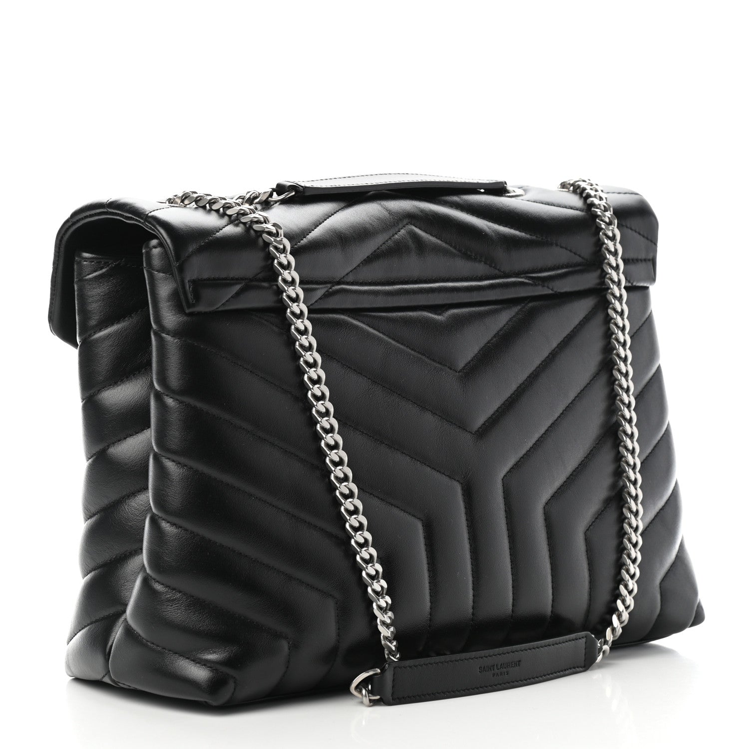 Saint Laurent Calfskin Y Quilted Monogram Medium Loulou Chain Satchel Black 3 of 9