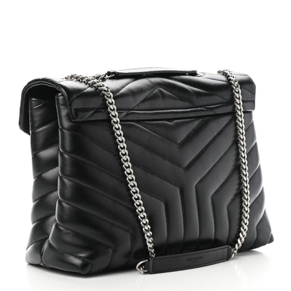 Saint Laurent Calfskin Y Quilted Monogram Medium Loulou Chain Satchel Black 3 of 9