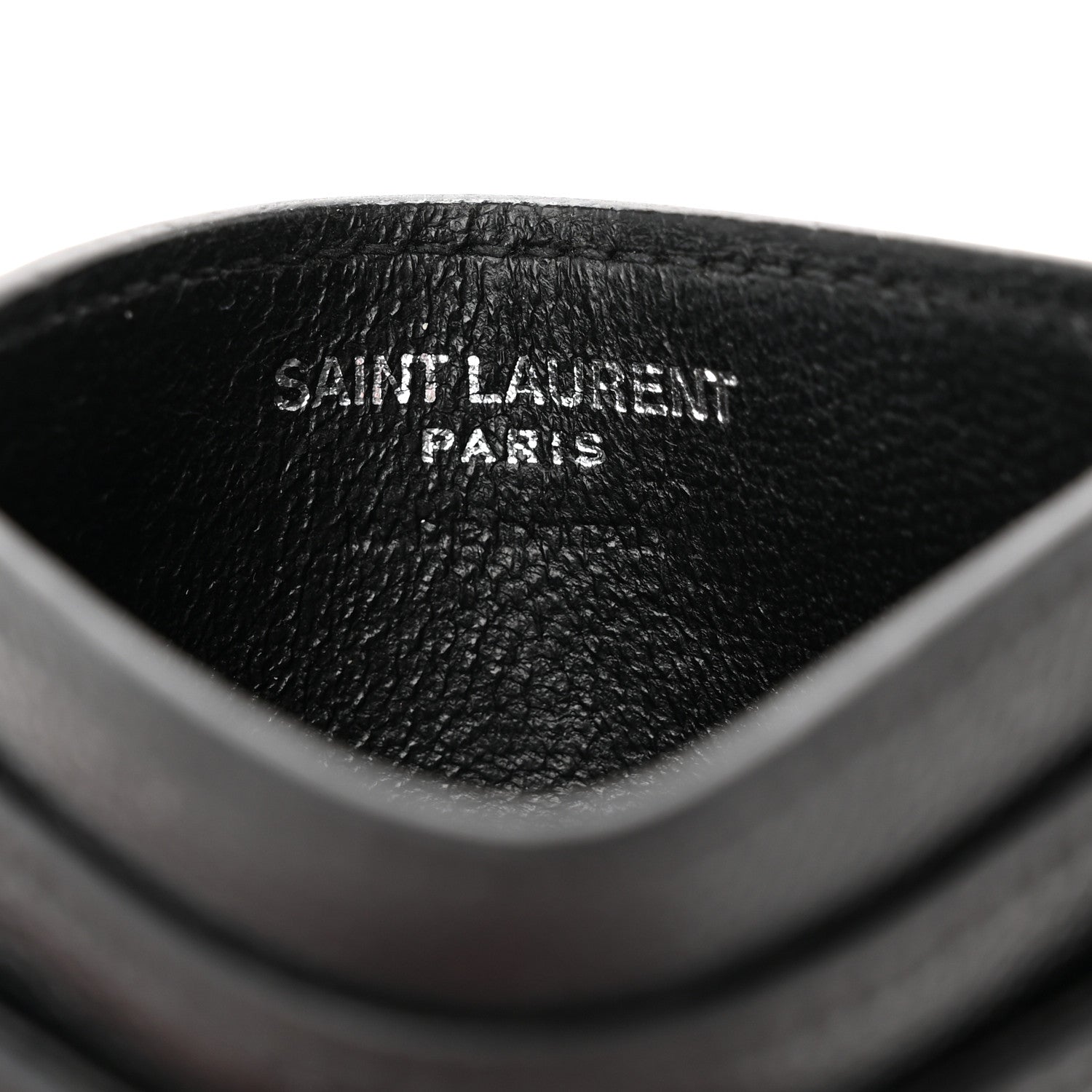 Saint Laurent Grain De Poudre Matelasse Chevron Monogram Credit Card Case Black 6 of 12